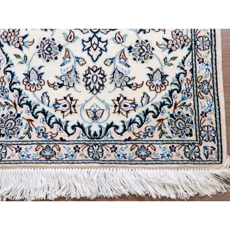 ペルシャ絨毯　ナイン産 9L 96x64cm 花のアラベスク　アイボリー　玄関マットサイズ |  | 04