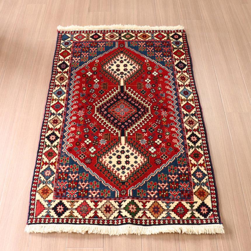 絨毯　ラグ　カーペット　イラン製　トライバルラグ 部族絨毯 イラン南部ヤラメ 130x82cm トライバルラグ 細かな爪を持つ3