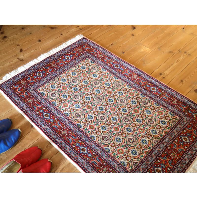 ペルシャ絨毯　ムード　Moud 120x80cm アイボリー/レッド　連なるヘラート文様 手織りラグ |  | 03