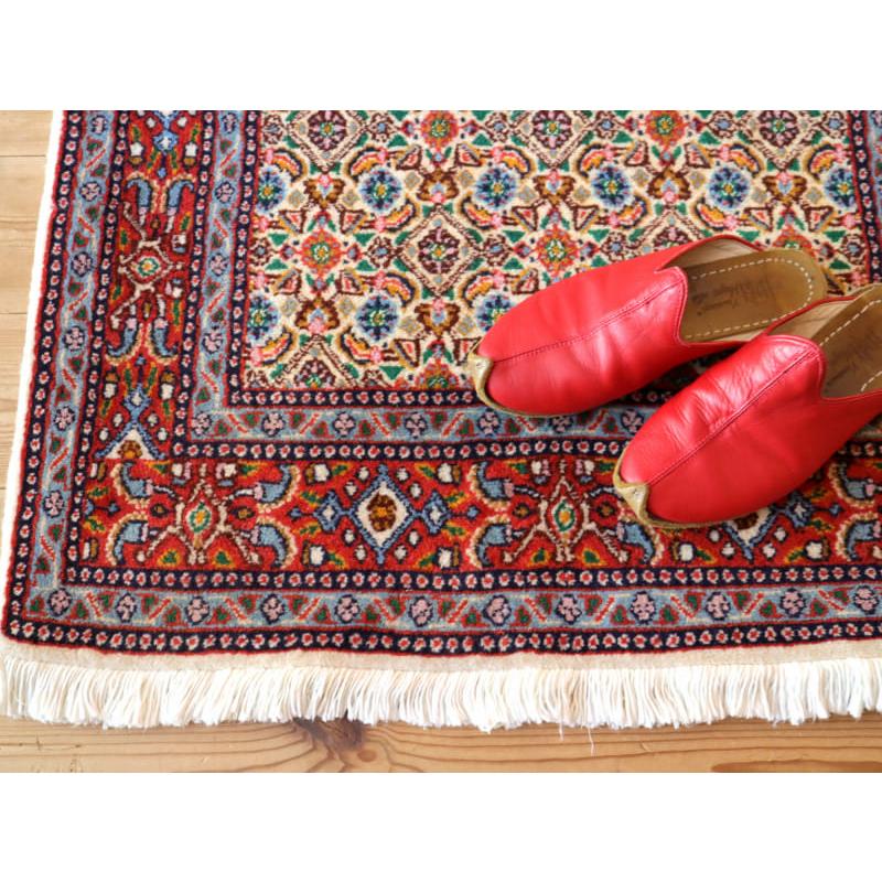 ペルシャ絨毯　ムード　Moud 120x80cm アイボリー/レッド　連なるヘラート文様 手織りラグ |  | 06