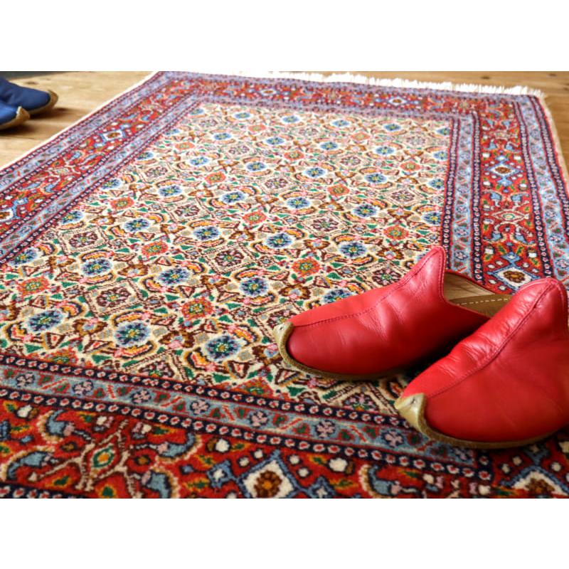 ペルシャ絨毯　ムード　Moud 120x80cm アイボリー/レッド　連なるヘラート文様 手織りラグ |  | 07