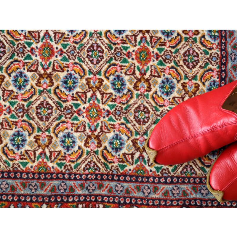 ペルシャ絨毯　ムード　Moud 120x80cm アイボリー/レッド　連なるヘラート文様 手織りラグ |  | 08