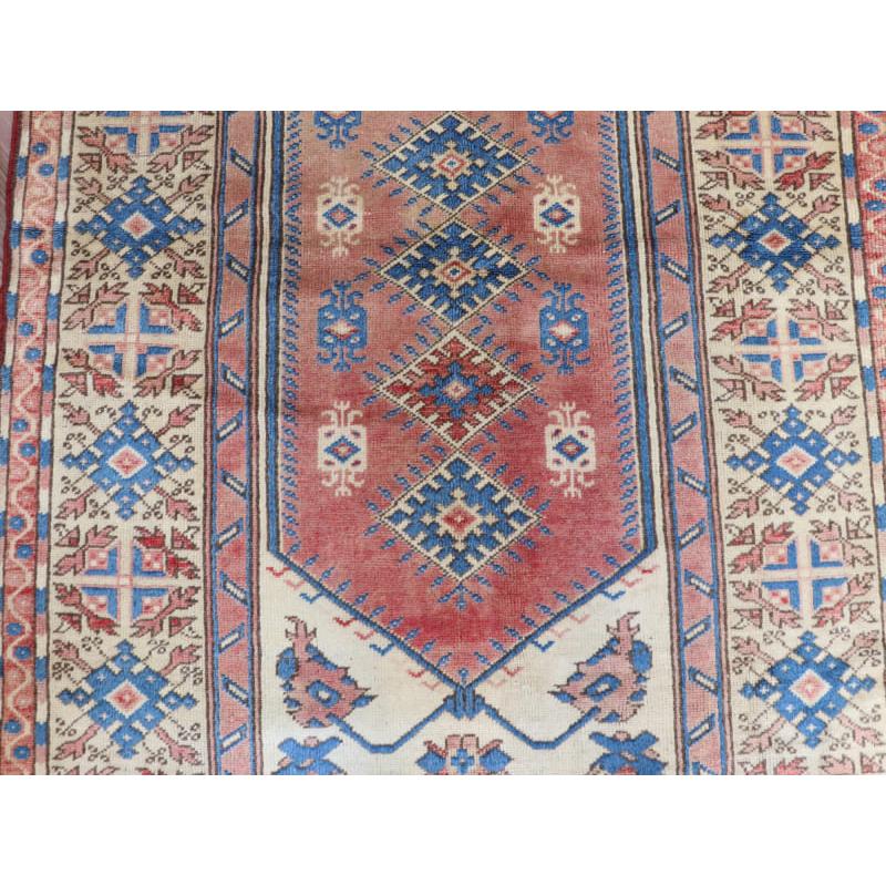 トライバルラグ トルコ 187x110cm 手織り絨毯 セッヂャーデ 色褪せた