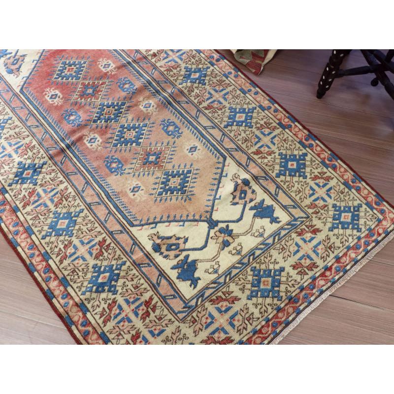 トライバルラグ トルコ 187x110cm 手織り絨毯　セッヂャーデ　色褪せたネイビーとレッド |  | 07