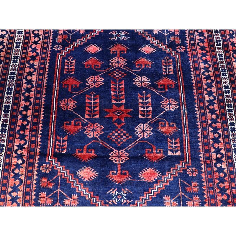 トルコ 手織り絨毯 ヤージベディル 168x117cm ネイビーブルー 幾何学