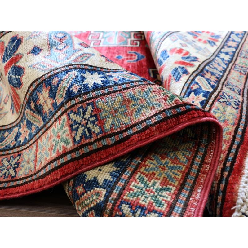 トルコ絨毯 手織りラグ 208x156cm レッド リプロダクト コーカサス地方