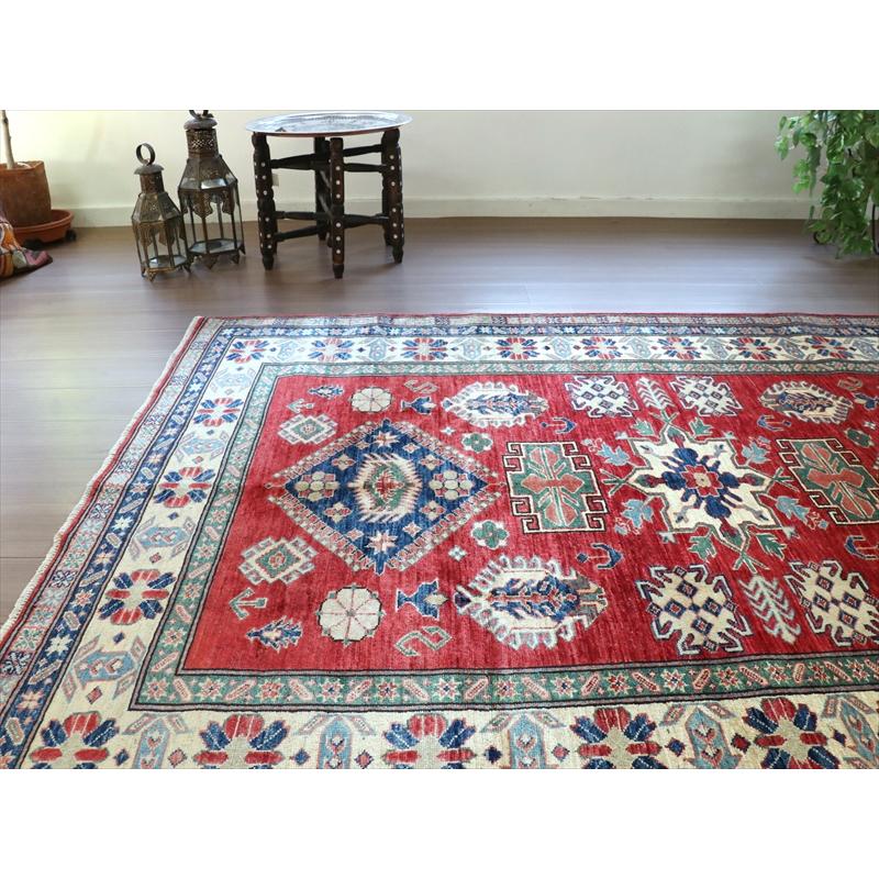 トルコ絨毯 手織りラグ 208x156cm レッド リプロダクト コーカサス地方