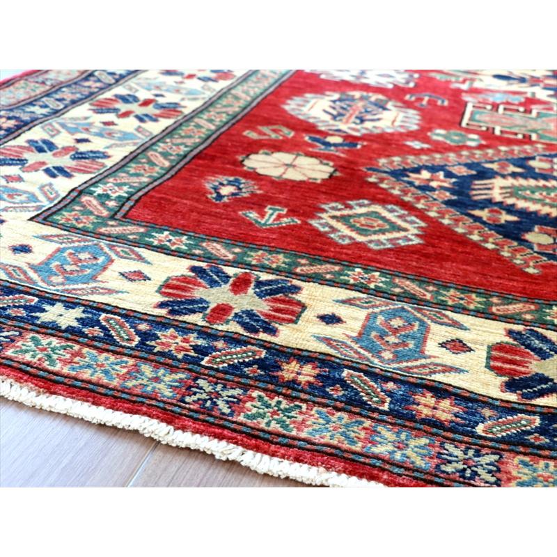 トルコ絨毯 手織りラグ 208x156cm レッド リプロダクト コーカサス地方