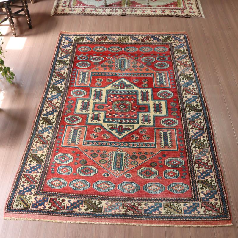 トライバルラグ 手織り絨毯 トルコ 214x144cm チャナッカレ カザックデザイン | ブランド登録なし