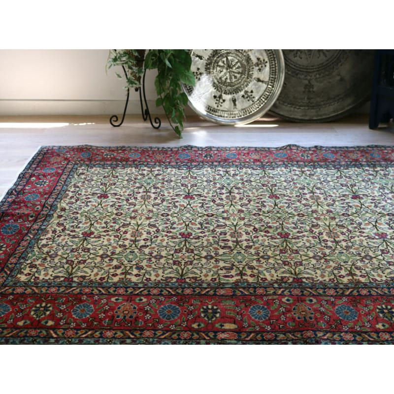 トライバルラグ 手織り絨毯 トルコ 216x149cm カイセリ ベージュ 小花柄 |  | 02