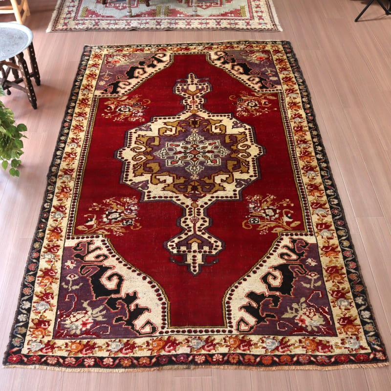 トライバルラグ 手織り絨毯 トルコ 246x155cm コンヤ カラプナル メダリオン | ブランド登録なし