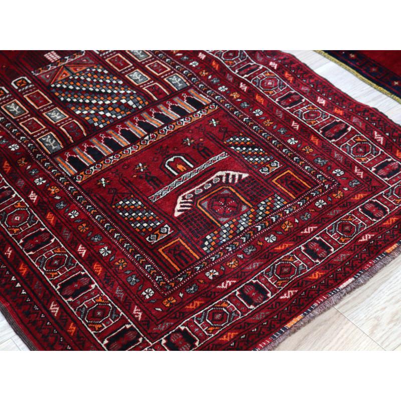 トライバルラグ 手織り絨毯 114x78cm トルクメン モスク 年号1483 | ブランド登録なし | 03