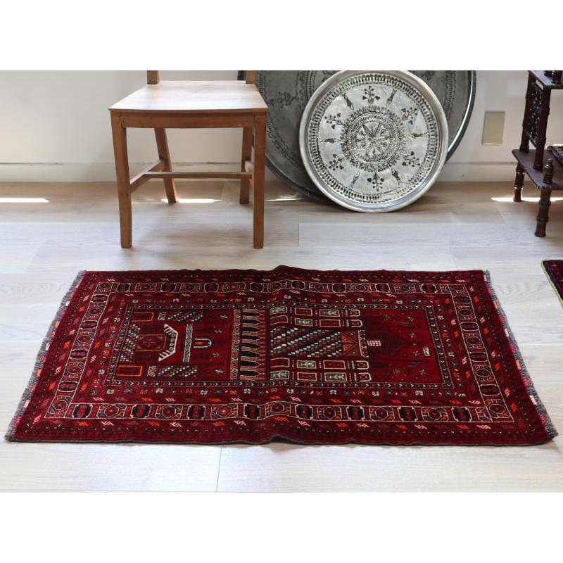 トライバルラグ 手織り絨毯 114x78cm トルクメン モスク 年号1483 | ブランド登録なし | 06