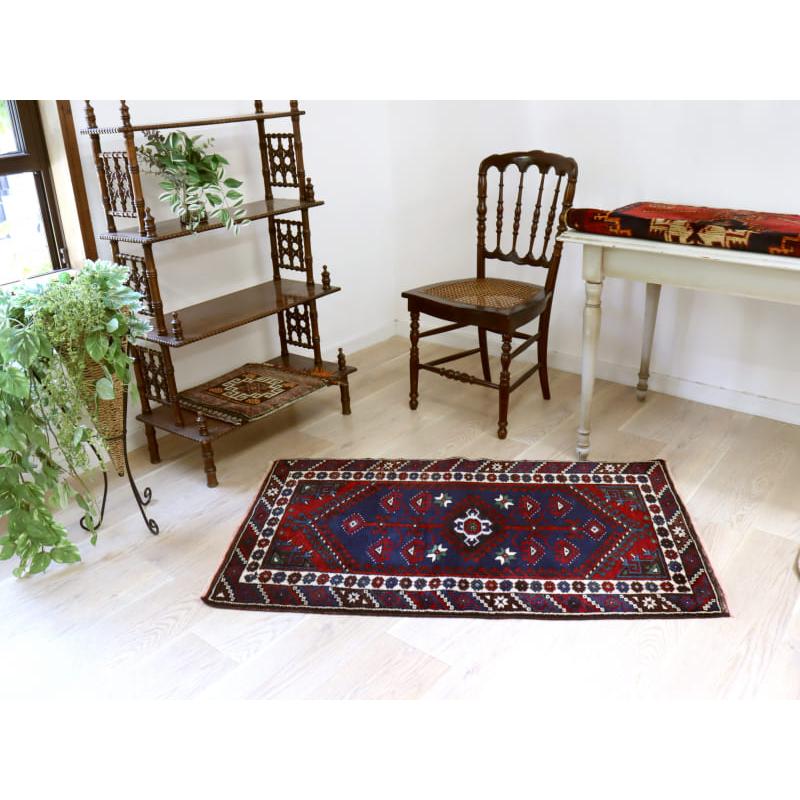 トライバルラグ 手織り絨毯 トルコ 123x74cm ドゥシュメアルトゥ　生命の樹　ネイビーブルー | ブランド登録なし | 01