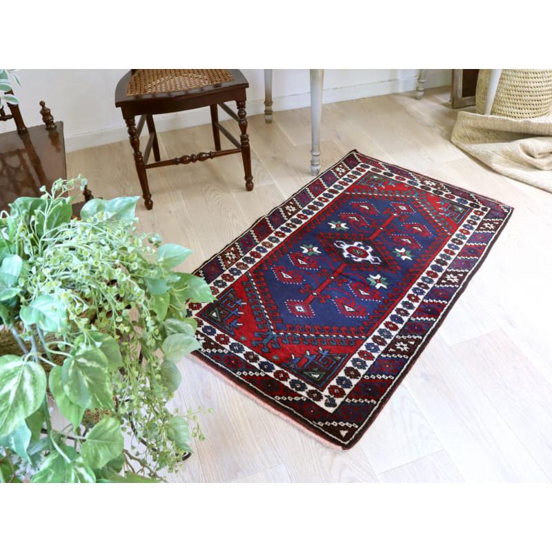 トライバルラグ 手織り絨毯 トルコ 123x74cm ドゥシュメアルトゥ　生命の樹　ネイビーブルー | ブランド登録なし | 02