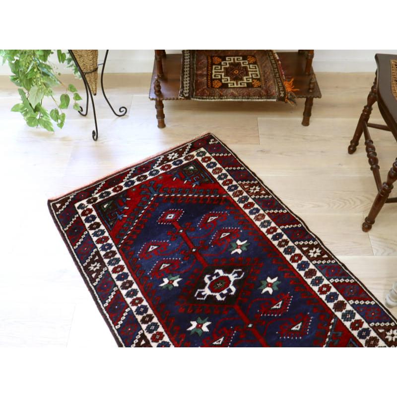 トライバルラグ 手織り絨毯 トルコ 123x74cm ドゥシュメアルトゥ　生命の樹　ネイビーブルー | ブランド登録なし | 03