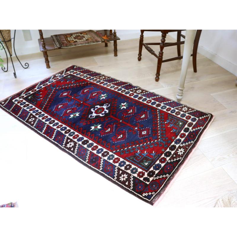 トライバルラグ 手織り絨毯 トルコ 123x74cm ドゥシュメアルトゥ　生命の樹　ネイビーブルー | ブランド登録なし | 04