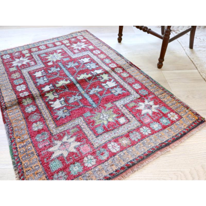 トライバルラグ 手織り絨毯 トルコ 113x75cm シブリヒサル　生命の木　色褪せたレッド | ブランド登録なし | 03