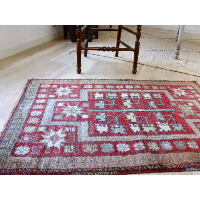 トライバルラグ 手織り絨毯 トルコ 113x75cm シブリヒサル　生命の木　色褪せたレッド | ブランド登録なし | 04