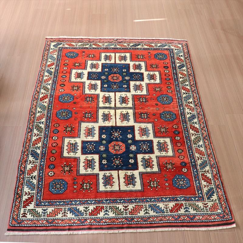 トルコ絨毯　手織り　ウール トルコ絨毯 手織り ウール チャナッカレ 182x133cm カザックデザイン