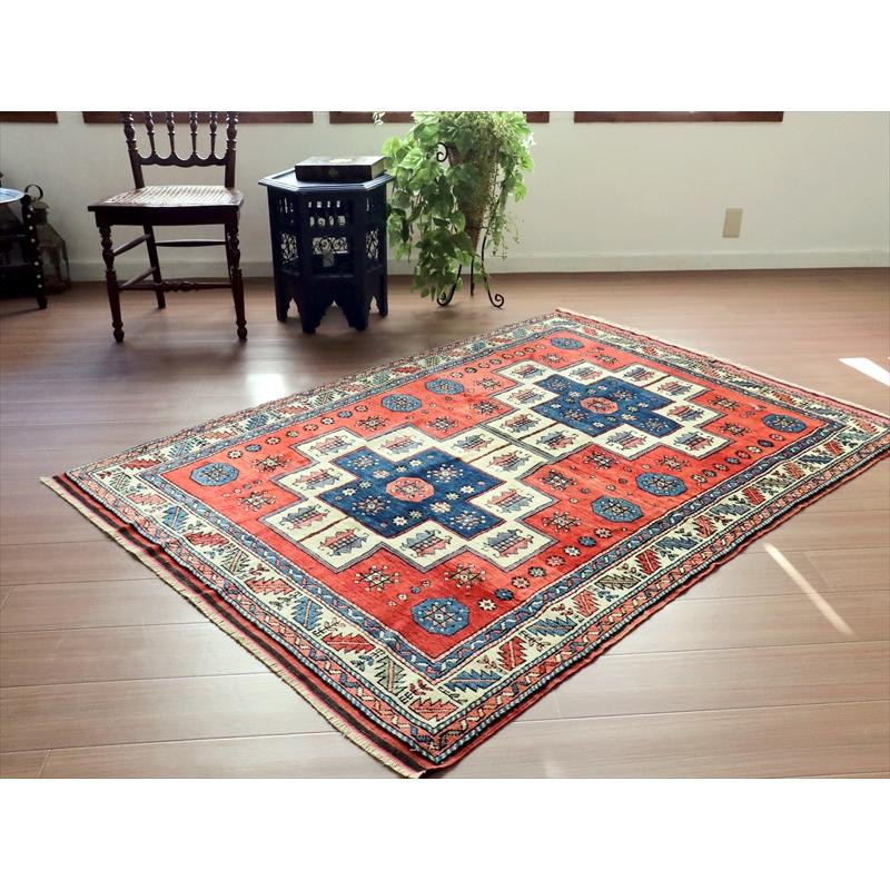 トルコ絨毯 手織り ウール チャナッカレ 182x133cm カザックデザイン