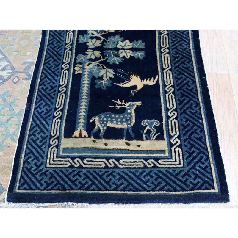 アンティークラグ 清王朝時代の中国絨毯 129x66cm 鶴 鹿 竹 | ブランド登録なし | 02