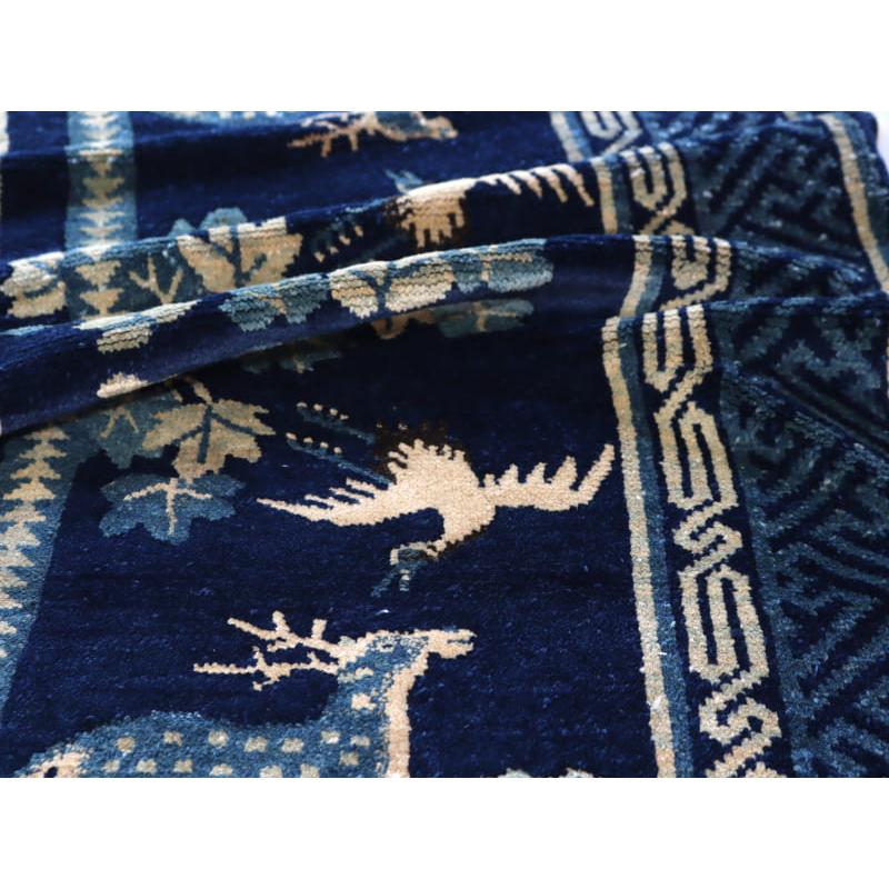 アンティークラグ 清王朝時代の中国絨毯 129x66cm 鶴 鹿 竹 | ブランド登録なし | 05