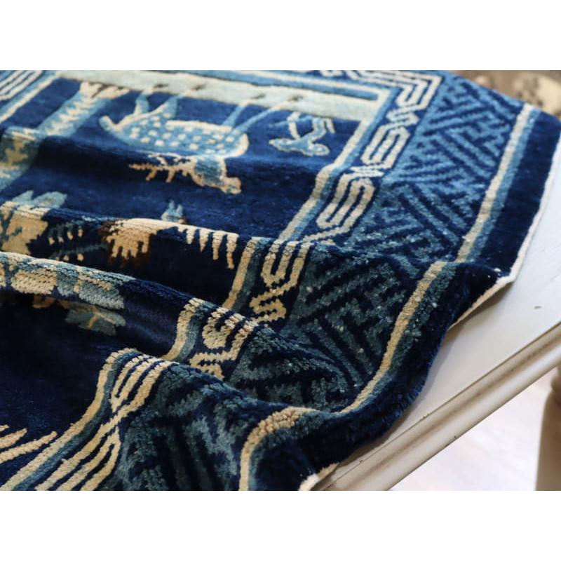 アンティークラグ 清王朝時代の中国絨毯 129x66cm 鶴 鹿 竹 | ブランド登録なし | 06