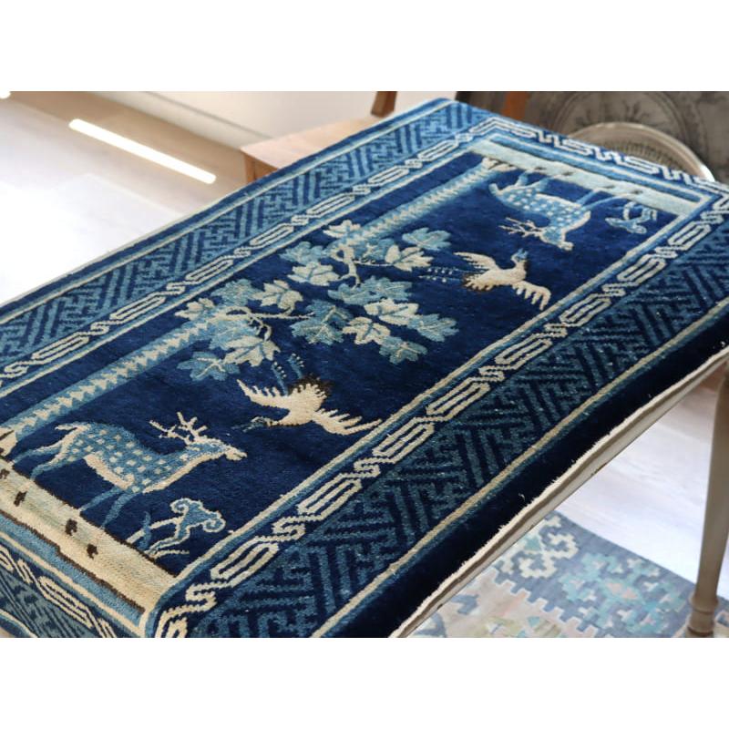 アンティークラグ 清王朝時代の中国絨毯 129x66cm 鶴 鹿 竹 | ブランド登録なし | 08