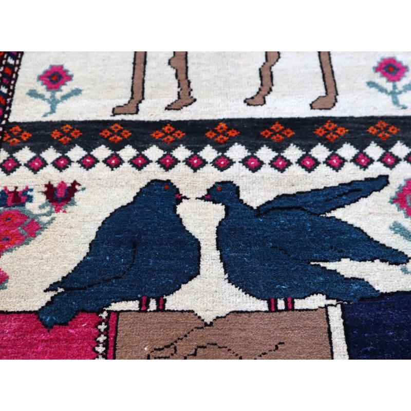 トルクメン絨毯 駱駝 平和の握手 117x77cm トライバルラグ 手織り絨毯