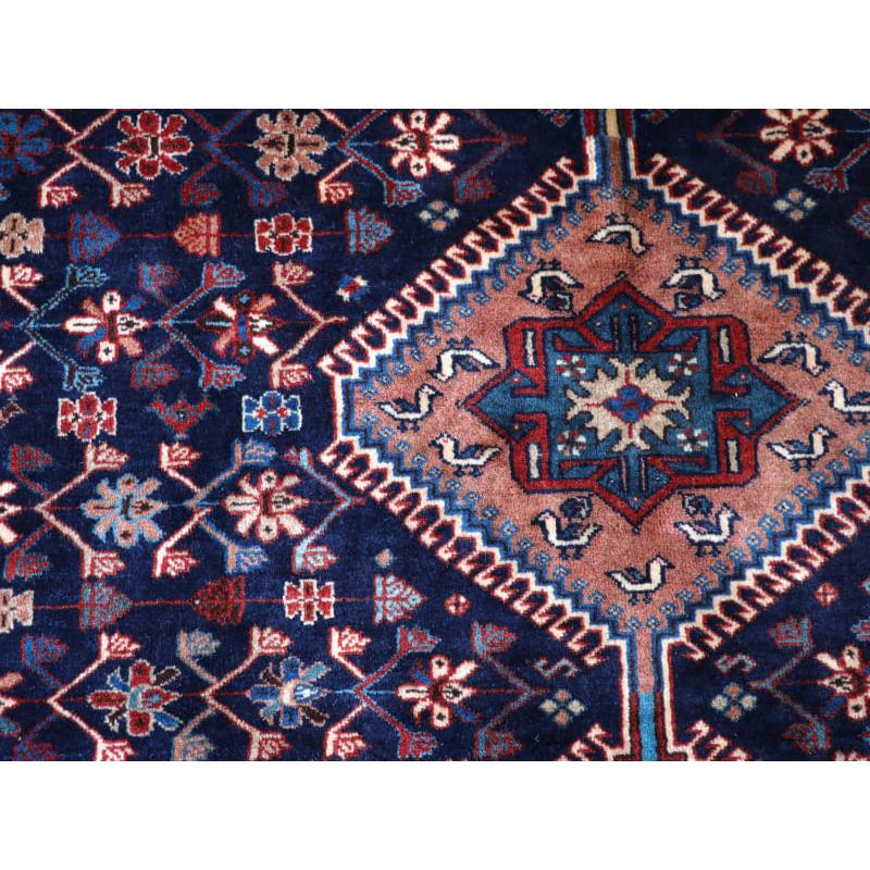 トライバルラグ　部族絨毯　イラン南部ヤラメ　Yalameh  240x156cm ネイビー　鳥と花のモチーフ |  | 10