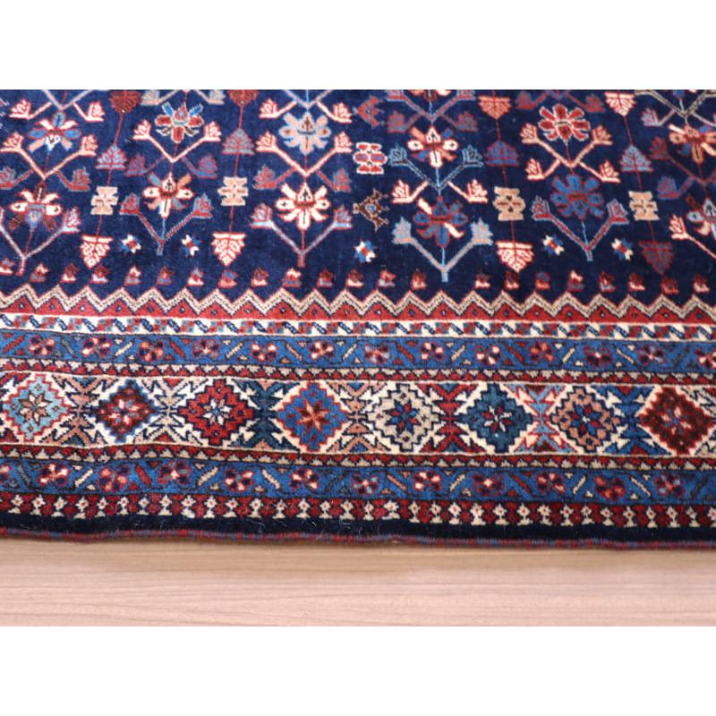 トライバルラグ　部族絨毯　イラン南部ヤラメ　Yalameh  240x156cm ネイビー　鳥と花のモチーフ |  | 11