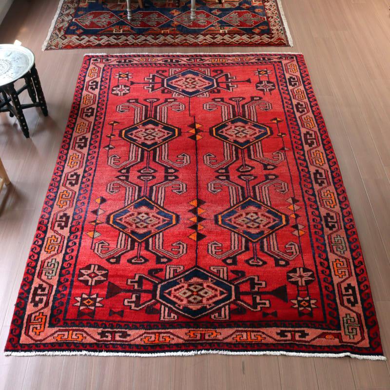 手織りラグ ロリ族 240x165cm 角のあるメダリオン レッド | ブランド登録なし