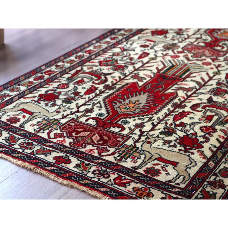 アフガン絨毯 トライバルラグ ウール 手織り 152cm×100cm 231×55cm