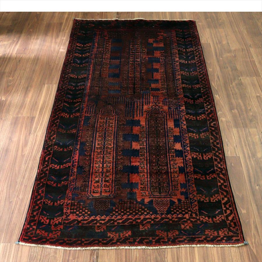 トライバルラグ バルーチ 220x105cm 幾何学デザイン 手織り絨毯 | 