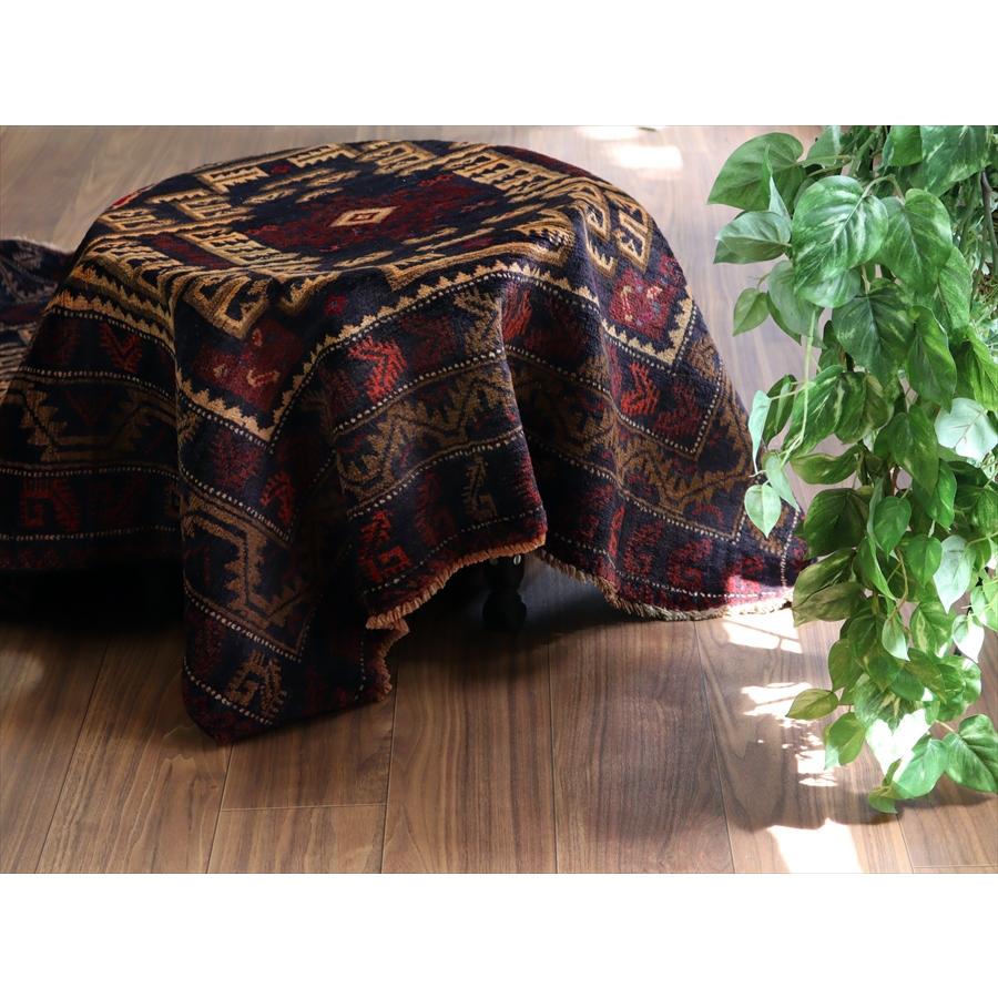 トライバルラグ バルーチ 206x121cm 幾何学模様とメダリオン ネイビー |  | 09