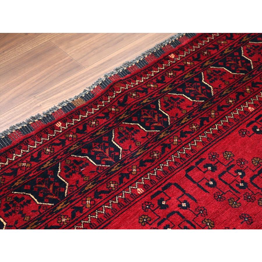 クンドゥズ アフガン絨毯 241x176cm 幾何学モチーフ レッド |  | 11