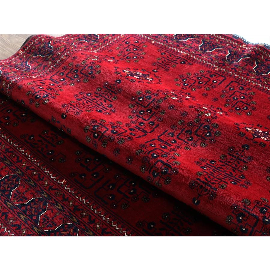 クンドゥズ アフガン絨毯 241x176cm 幾何学モチーフ レッド |  | 13