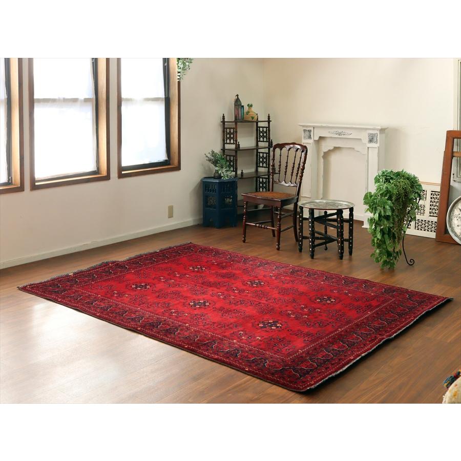 クンドゥズ アフガン絨毯 241x176cm 幾何学モチーフ レッド |  | 01