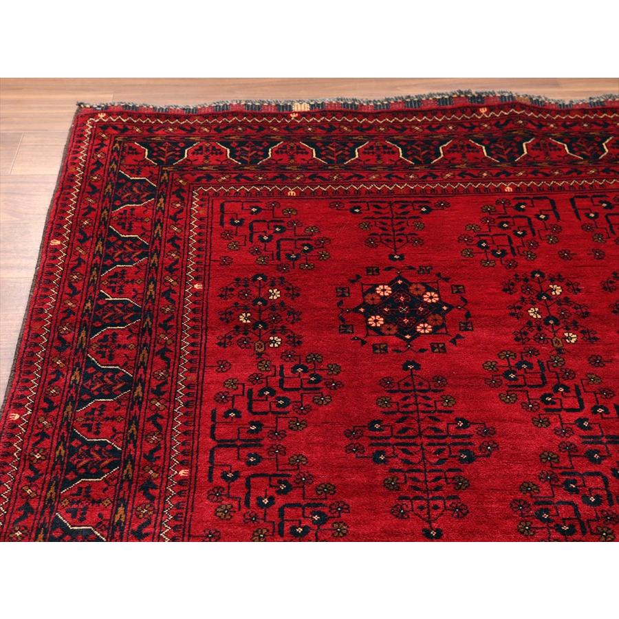 クンドゥズ アフガン絨毯 241x176cm 幾何学モチーフ レッド |  | 05