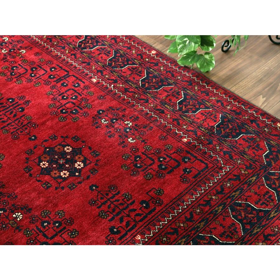 クンドゥズ アフガン絨毯 241x176cm 幾何学モチーフ レッド |  | 06