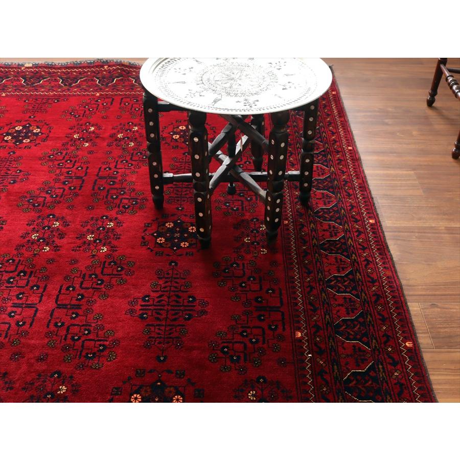 クンドゥズ アフガン絨毯 241x176cm 幾何学モチーフ レッド |  | 07