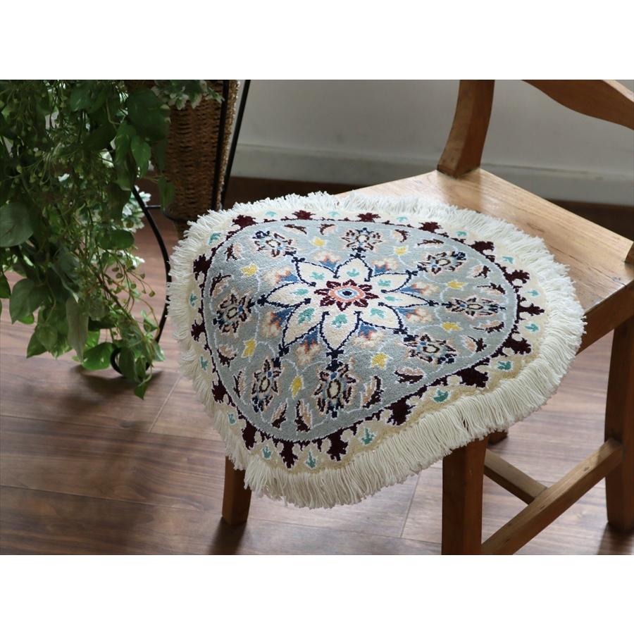 ペルシャ絨毯 ナイン 円形 42xcm Nain 9La/グレー |  | 02