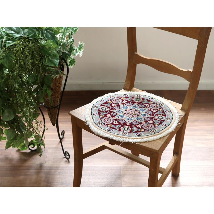 ペルシャ絨毯 ナイン 円形 36xcm Nain 9La/レッド |  | 01