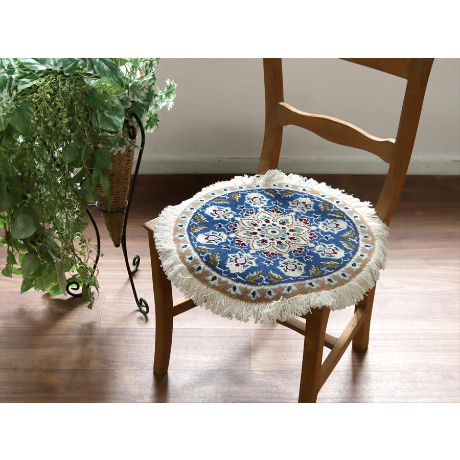 ペルシャ絨毯 ナイン 円形 42xcm Nain 9La/ブルー |  | 01