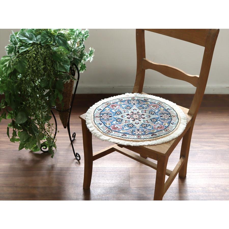 ペルシャ絨毯 ナイン 円形 39xcm Nain 9La/ブルー |  | 01