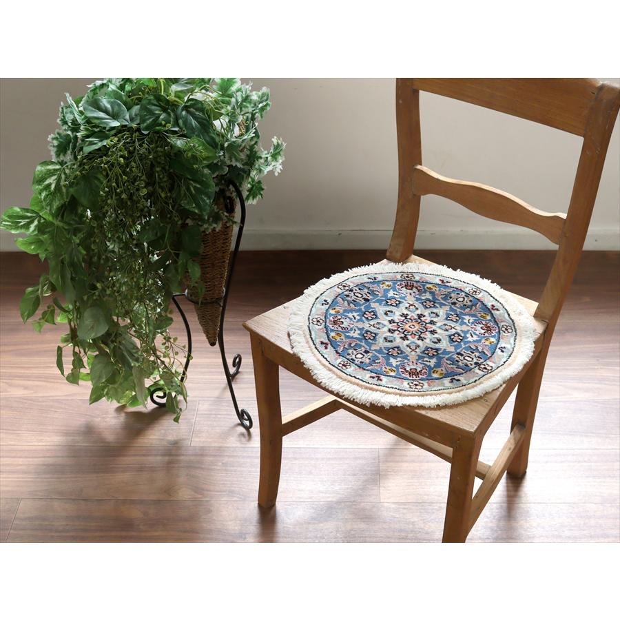 ペルシャ絨毯 ナイン 円形 35xcm Nain 9La/ブルー |  | 01