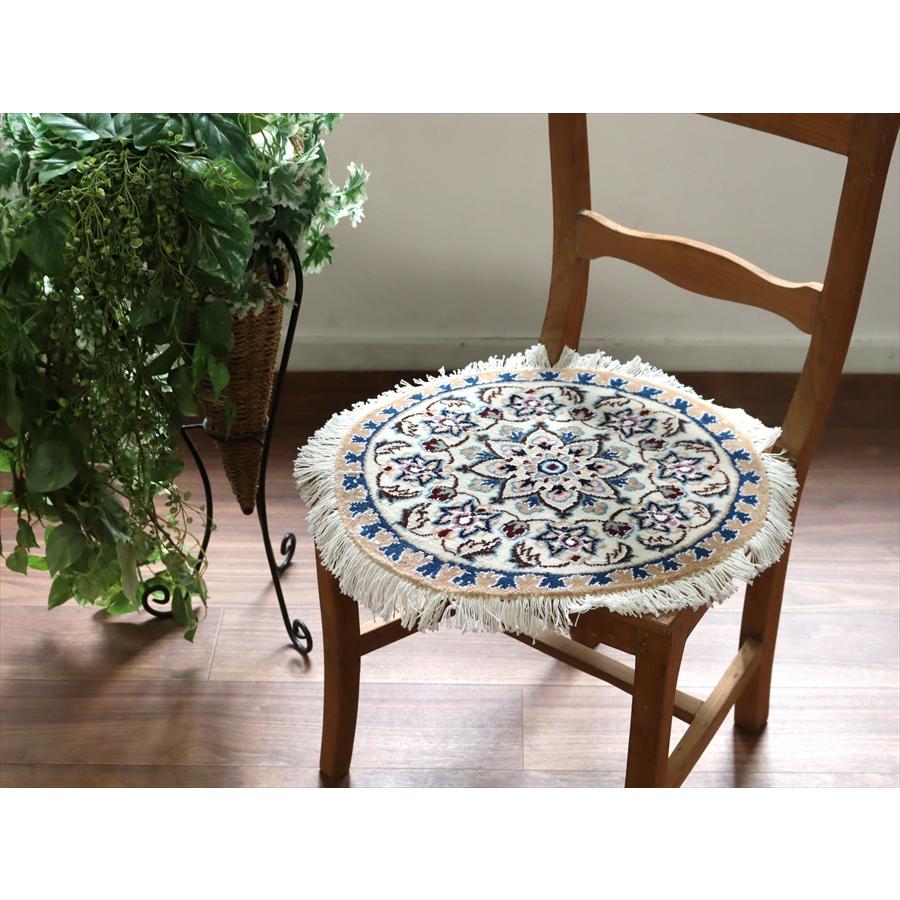 ペルシャ絨毯 ナイン 円形 44xcm Nain 9La/アイボリー |  | 01