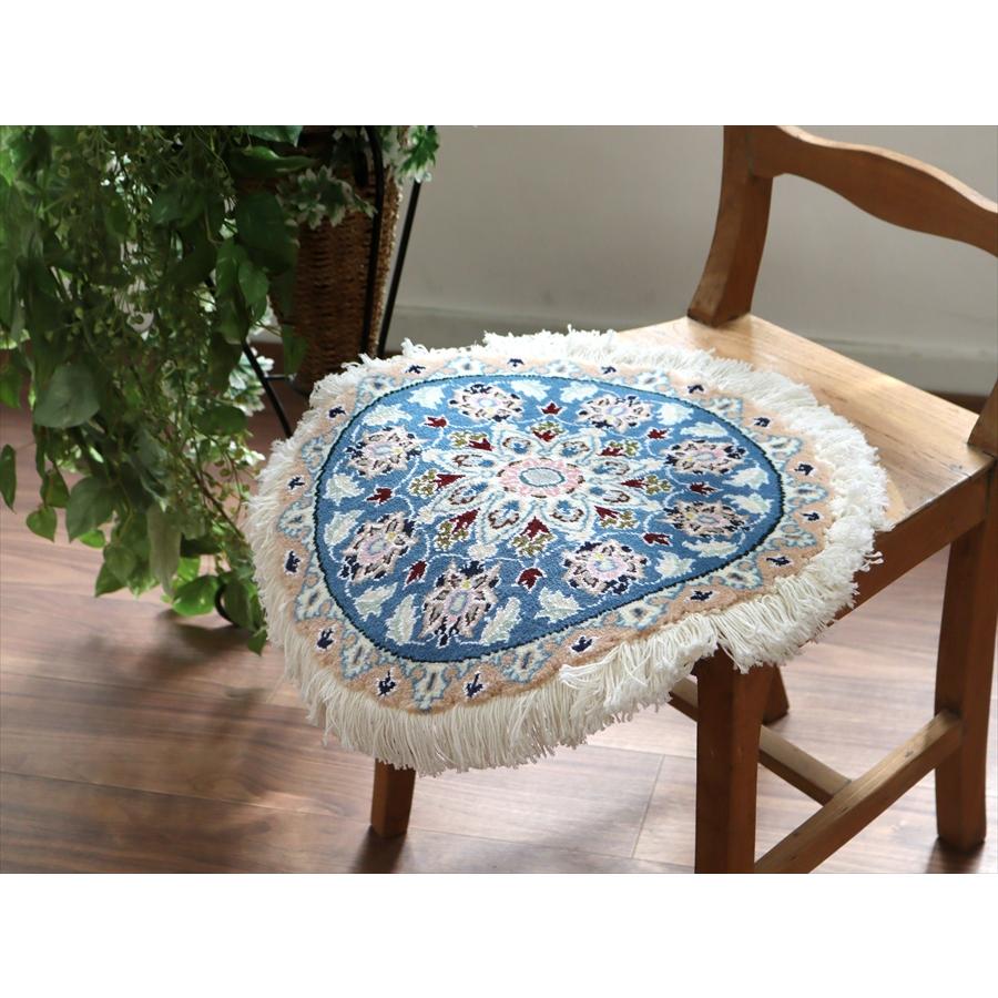 ペルシャ絨毯 ナイン 円形 45xcm Nain 9La/ブルー |  | 02