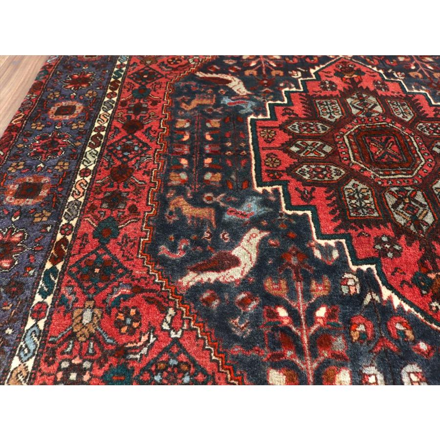 イランの手織り絨毯 ゴルトグ 204x133cm 六角メダリオン レッド ペルシャ絨毯 |  | 09